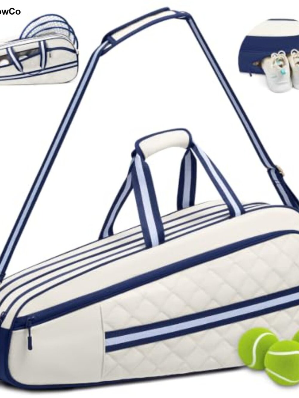Quilted Tennis Racquet Bag Holds 6 Rackets Polyester